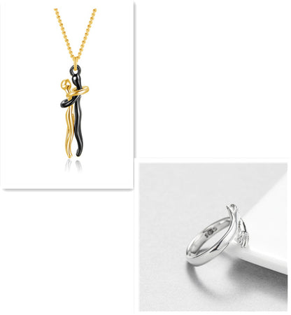 Love Hug Necklace Unisex Men Women Couple Jewelry Chain Valentines Day Gift