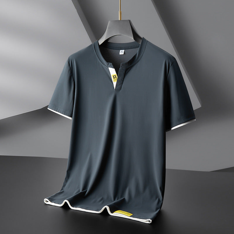 Trendy Fashion Men's V-neck Short Sleeve T-shirt Season Prestige