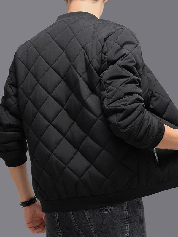 Winter Warm Thickened Baseball Jacket Casual Solid Color Outwear Clothing For Men