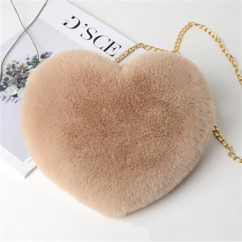 Women Plush Chain Shoulder Love Shaped party Bag Season Prestige