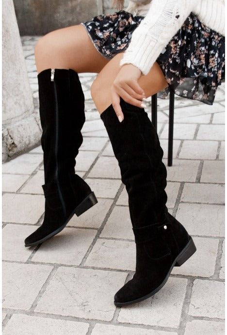 Winter low heel side zipper women's boots season prestige