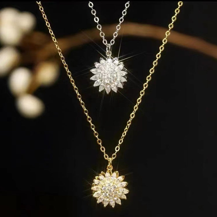 Sunflower Necklace with Diamonds Women Season Prestige