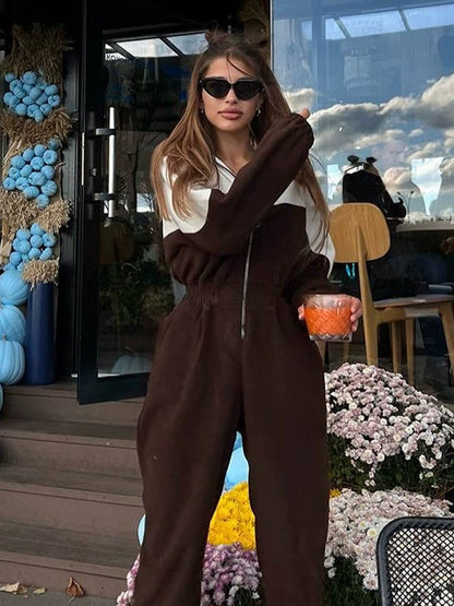 Sports Casual Contrast Color Jumpsuit For Women