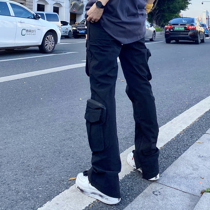 Overalls Trousers Zipper Flared Casual Trousers Ins Pants Men Season Prestige