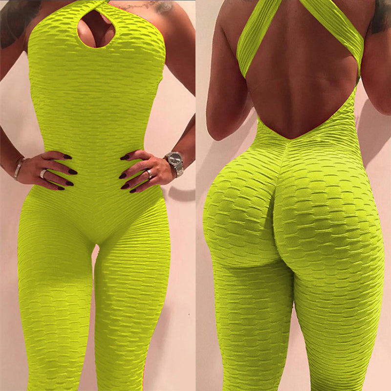 Yoga Jumpsuit Cross Design Backless Tracksuit Full Bodysuit Season Prestige