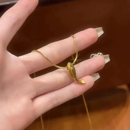 Womens Gold Whale Necklace Design Sense Does Not Lose Colour