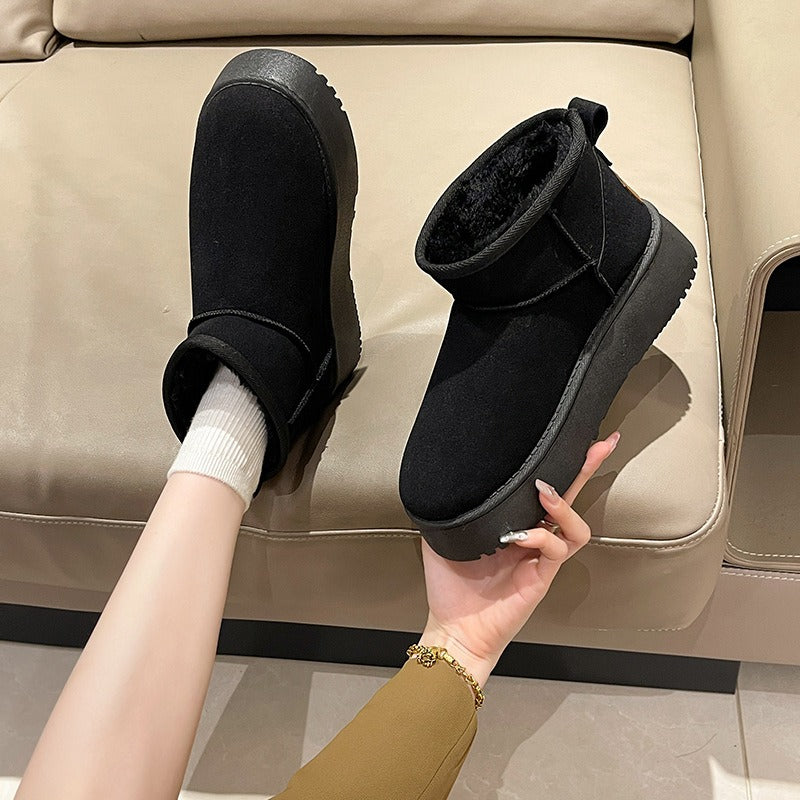 Women ankle 4.5cm rubber boots with fur platform fashion boots season prestige