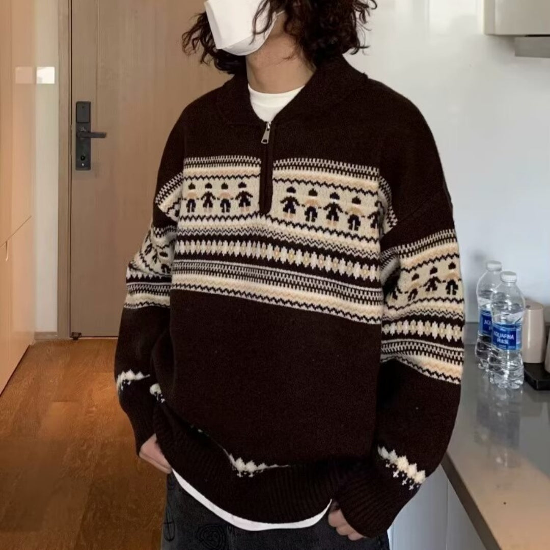 Mens Deer Plush All-matching Artistic Style Sweater