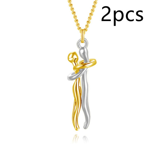 Love Hug Necklace Unisex Men Women Couple Jewelry Chain Valentines Day Gift