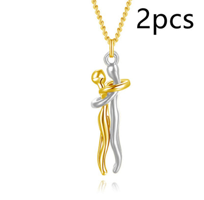 Love Hug Necklace Unisex Men Women Couple Jewelry Chain Valentines Day Gift