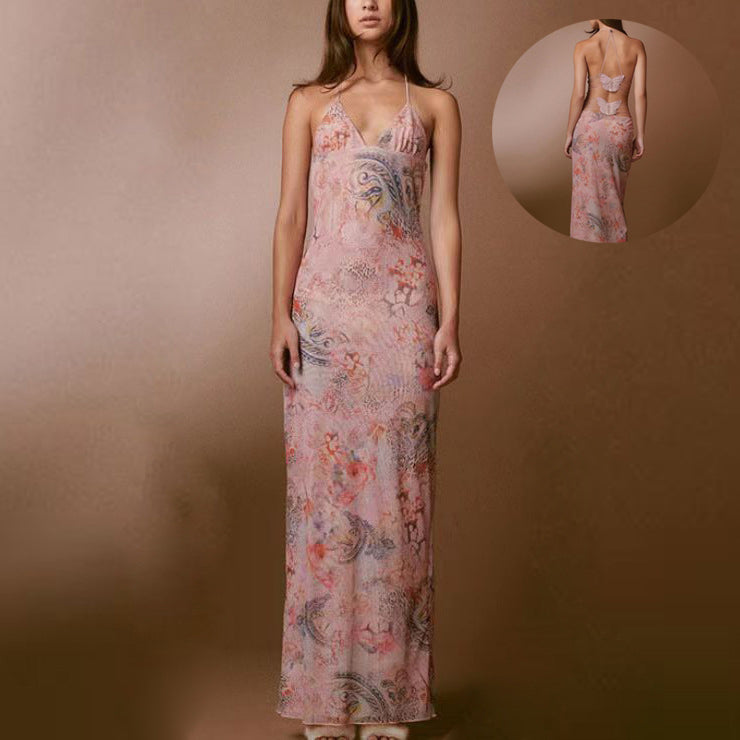 Female Spaghetti Straps Dress Sexy Butterfly Back Dress Womens Clothing Season Prestige