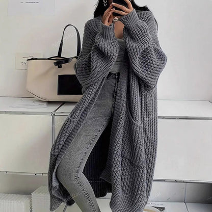 Free Style Loose Thick Knitted Coat For Women