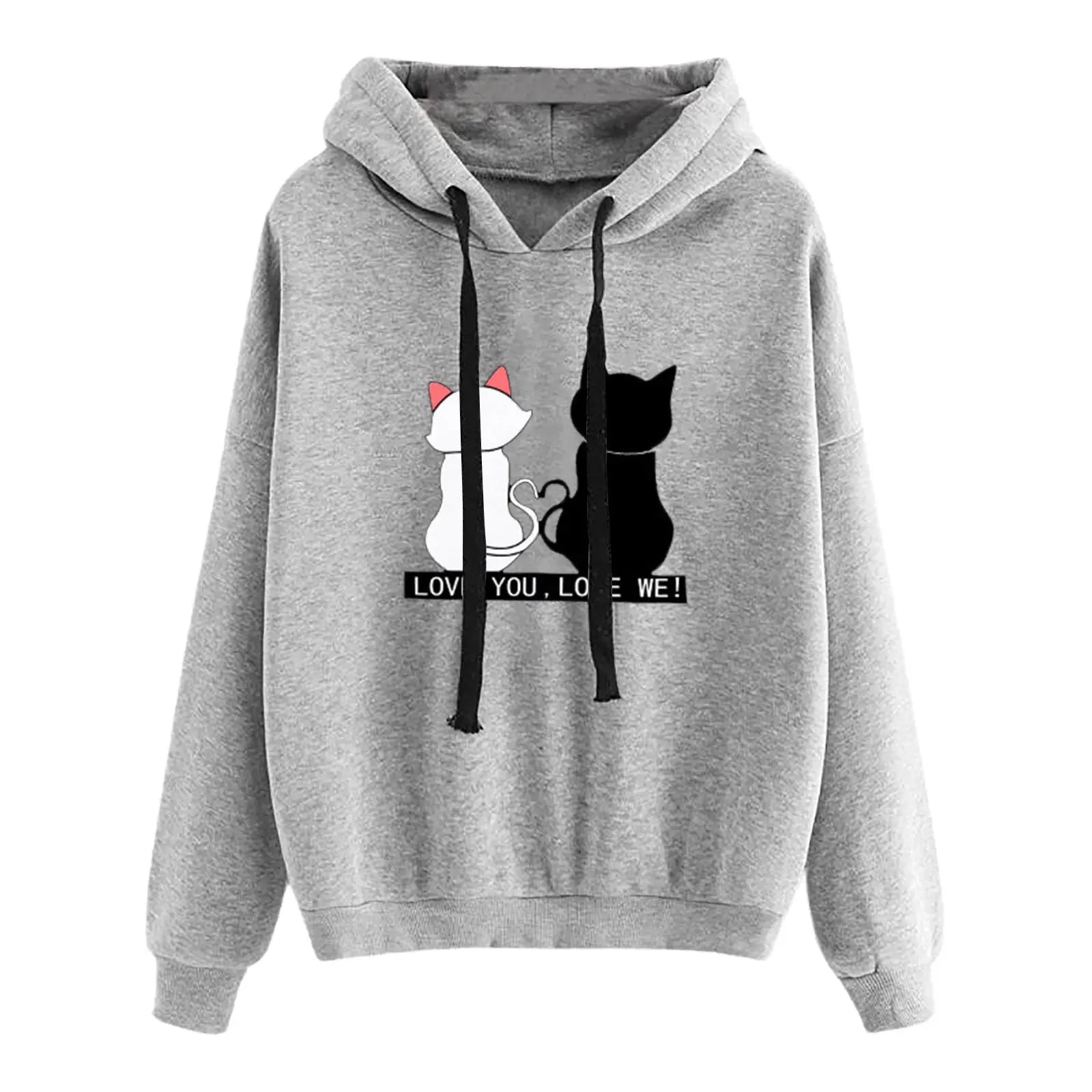 Cute Cat Print Hoodie Sweatshirt Women Streetwear Long Sleeve Clothes - Season Prestige