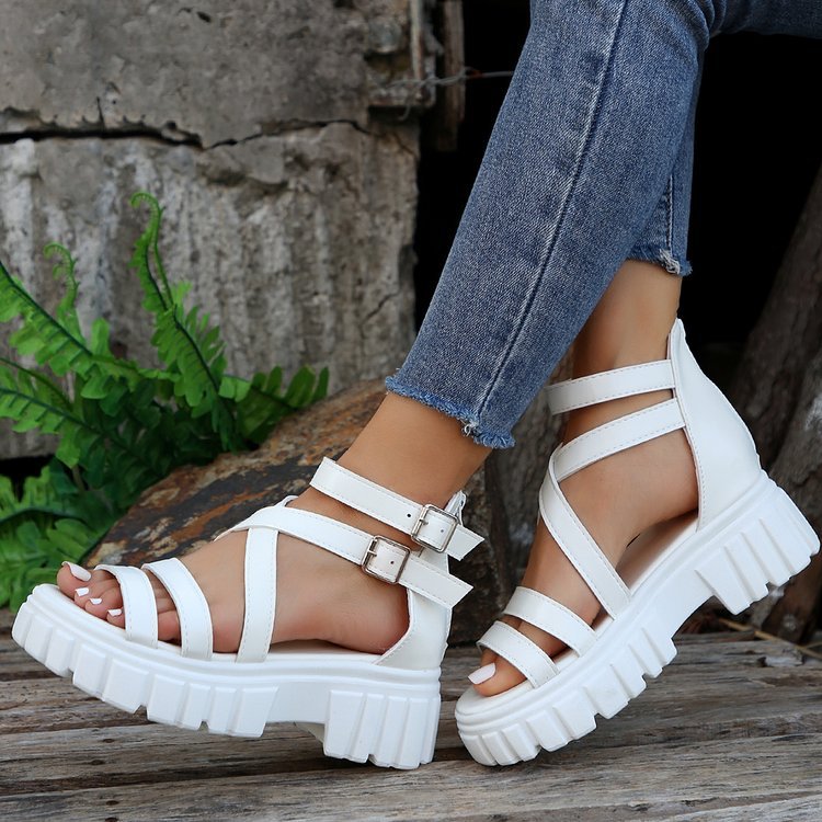 Damen Aria Hollow-Out Plateau Römersandalen