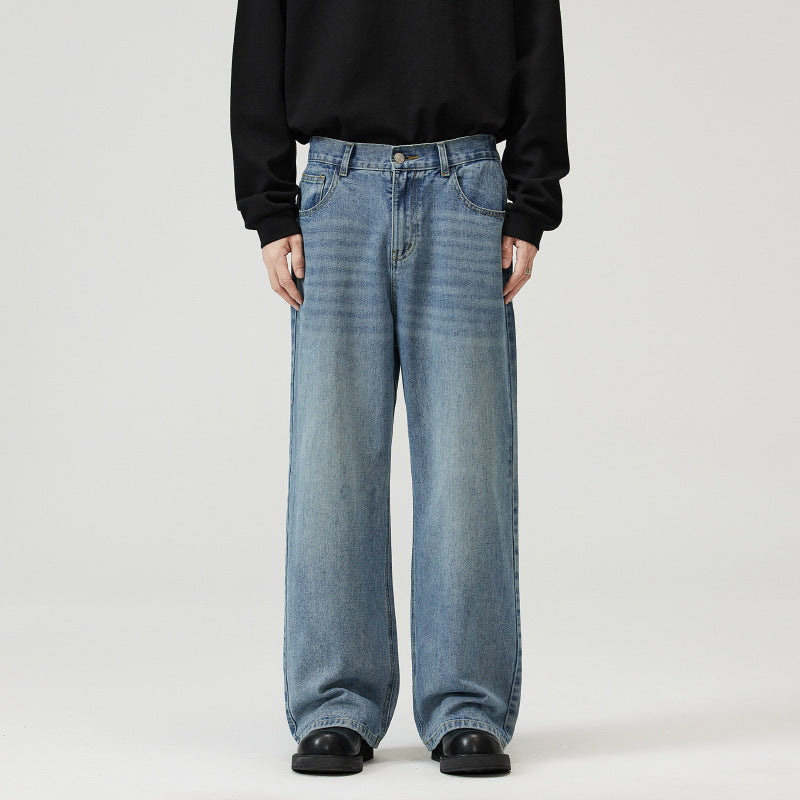 Men And Women Washed-out Vintage Wide-leg Pants
