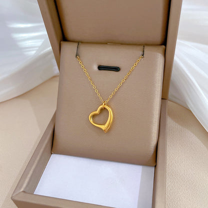 Love Heart Real Gold  Necklace Female Season Prestige
