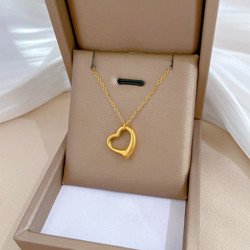 Love Heart Real Gold  Necklace Female Season Prestige