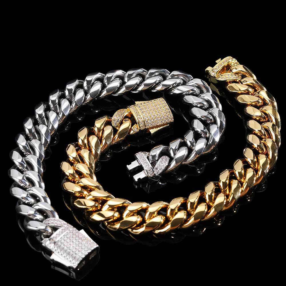 Season Prestige Men's 18k Gold Geometric Titanium Bracelet