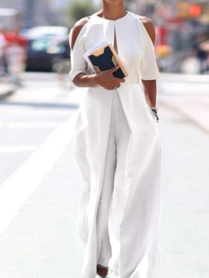 Women's Washed-out Straight Stitching Loose Jumpsuit