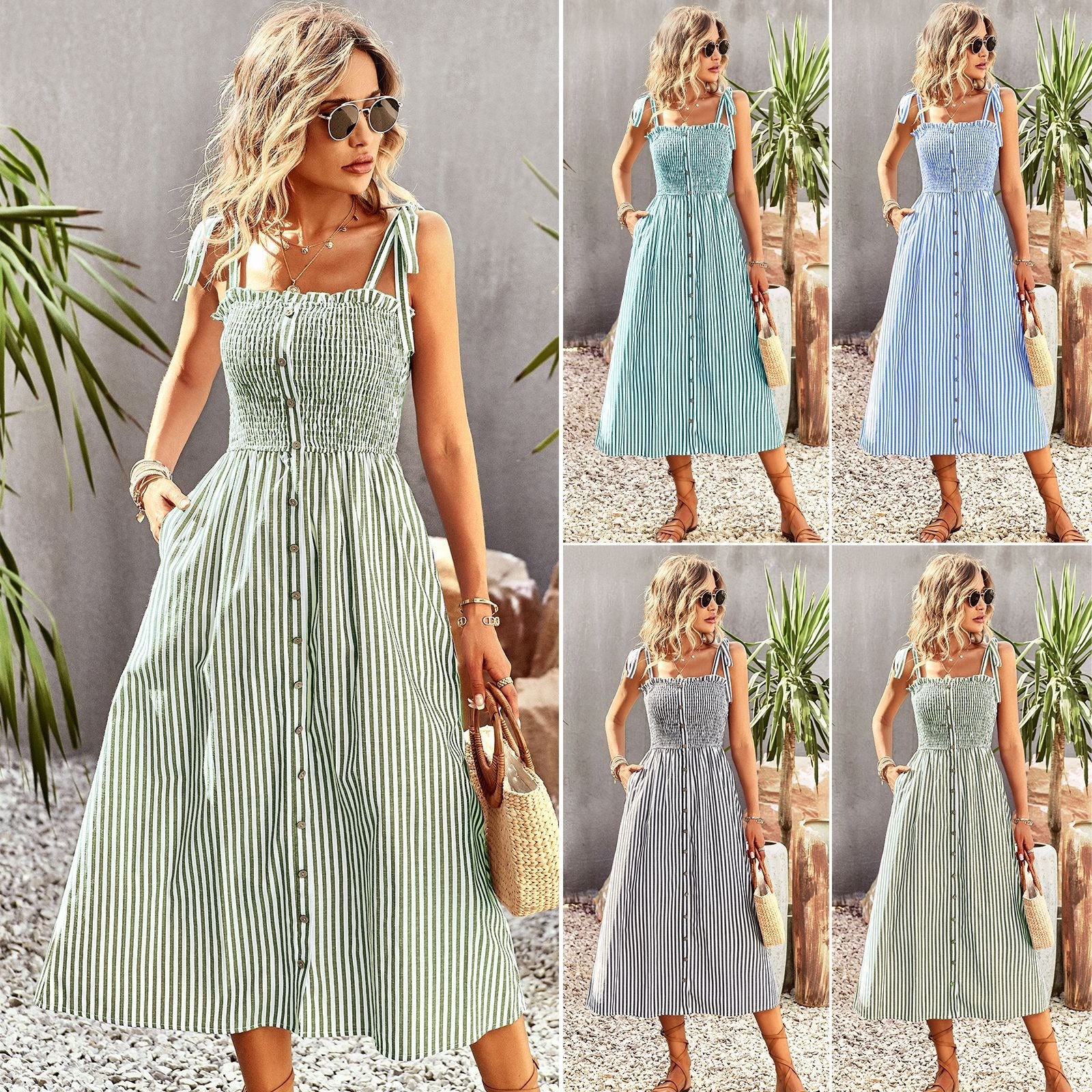 Women's summer Elegant striped dress Season Prestige