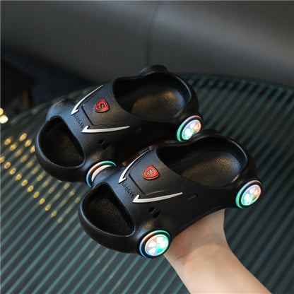 Kids Glowing Catoon Car Slippers Anti Slip Boys Girls Luminous Summer Beach Shoes Season Prestige