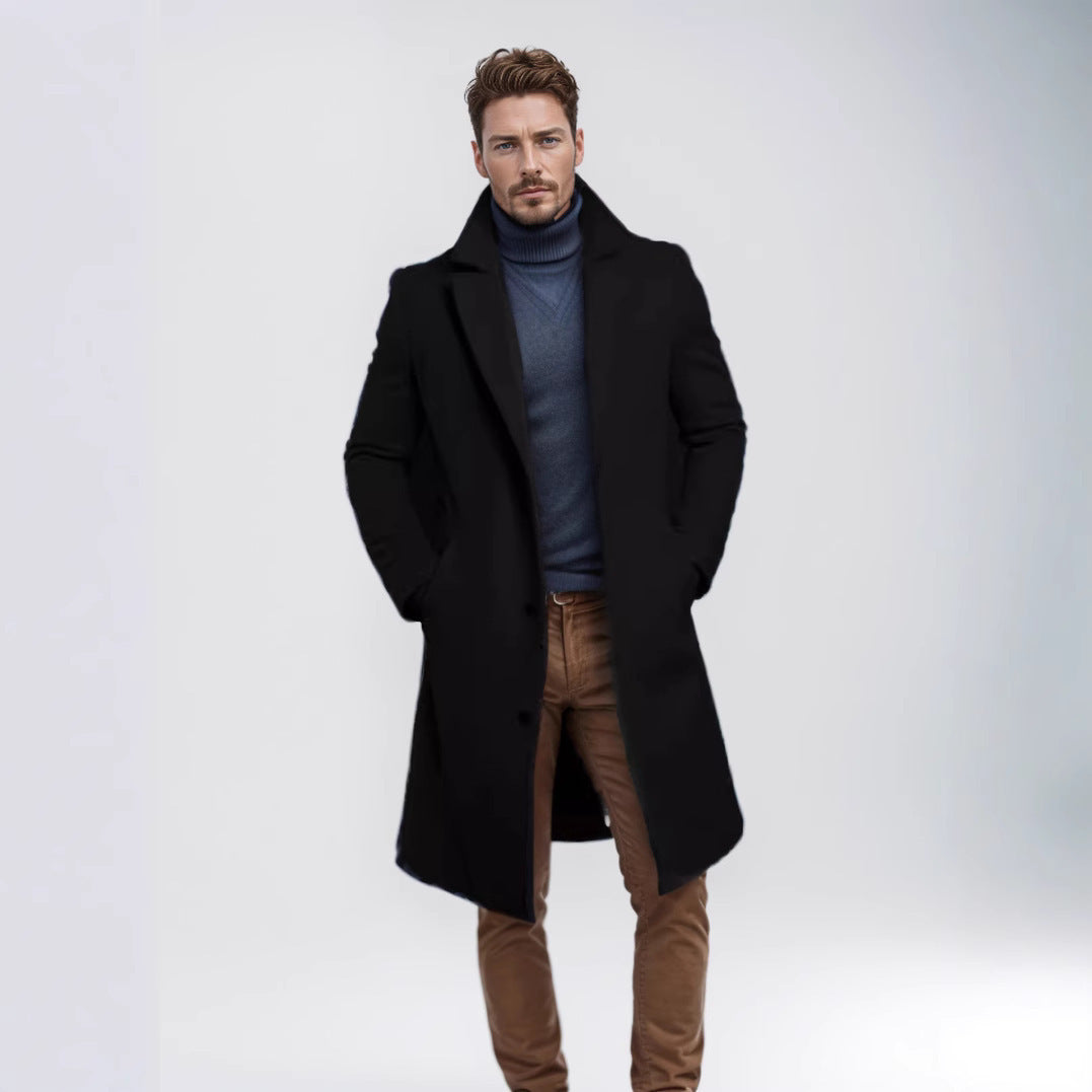 Mid-length Autumn And Winter Woolen Coat For Men