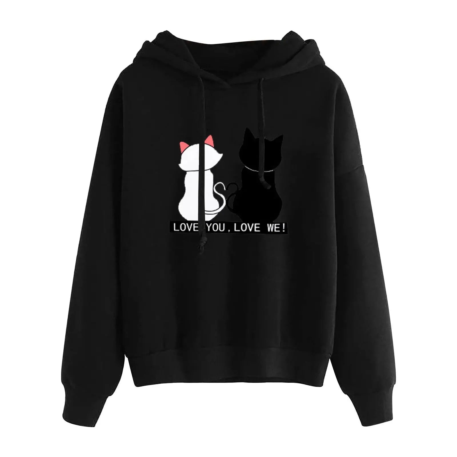 Cute Cat Print Hoodie Sweatshirt Women Streetwear Long Sleeve Clothes - Season Prestige