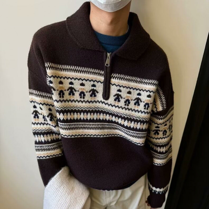 Mens Deer Plush All-matching Artistic Style Sweater