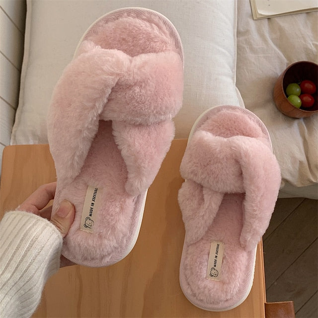 Heart Love Fluffy Fur Slippers Season Prestige