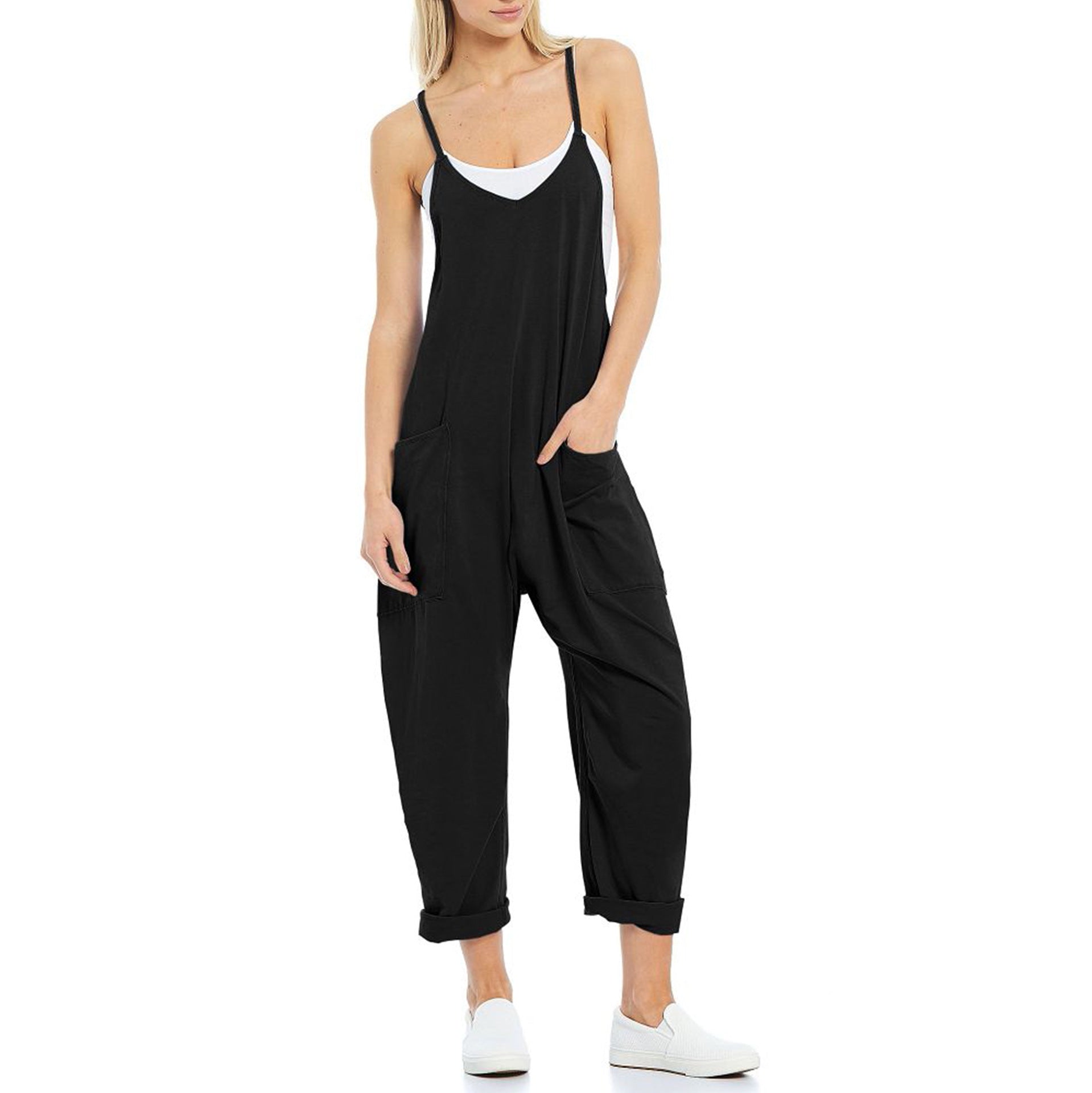 Women's Spaghetti Straps Knitted One-piece Trousers