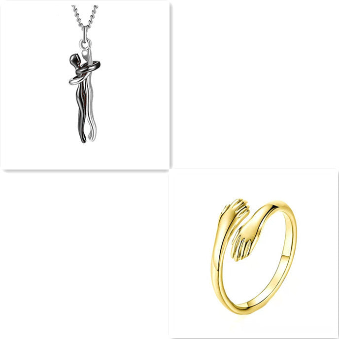 Love Hug Necklace Unisex Men Women Couple Jewelry Chain Valentines Day Gift