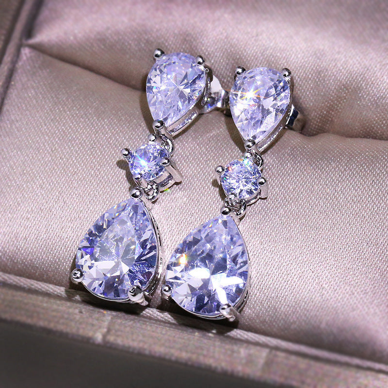 Signature Zircon Teardrop Earrings | Korean Chic