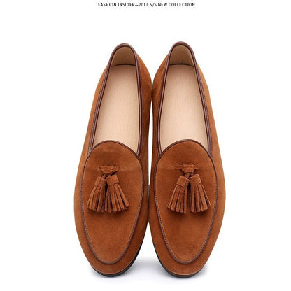 Mens Retro British Style Beanie Tassel Slip-on Shoes