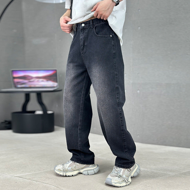 Men's Wide-leg Straight Jeans Trousers Casual Long Pants