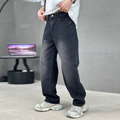 Men's Wide-leg Straight Jeans Trousers Casual Long Pants