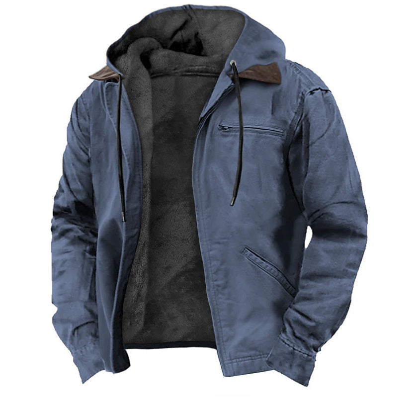 Mens Hooded Zipup Sweater Cotton-padded Jacket Men Season Prestige