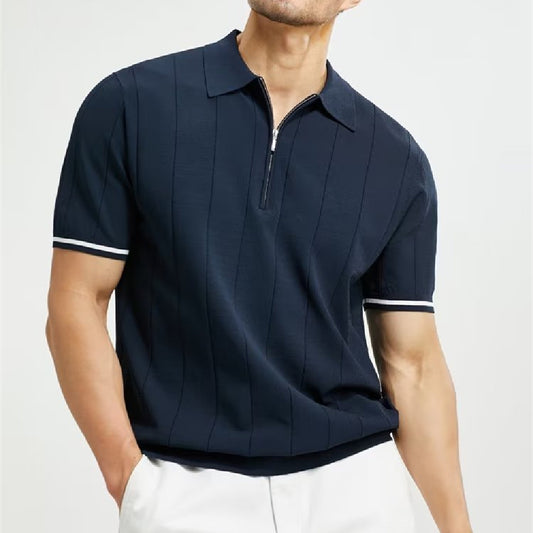 Mens Short-sleeved Polo Shirt Summer Lapel Zipper T-shirt Mens Clothing