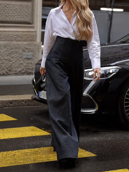 Elegant High-waist Wide-leg Jeans