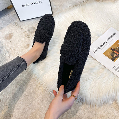 Warm Winter Plush Slip On Loafers Women's home shoes