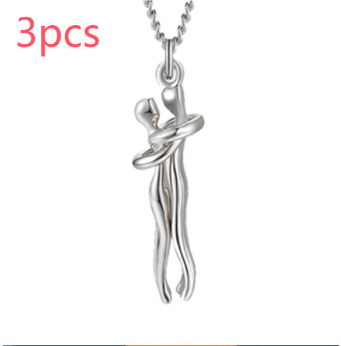 Love Hug Necklace Unisex Men Women Couple Jewelry Chain Valentines Day Gift