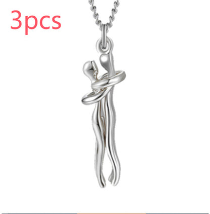 Love Hug Necklace Unisex Men Women Couple Jewelry Chain Valentines Day Gift