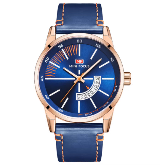The Sovereign Chrono luxury men's watch with blue leather straps and steel case - Season Prestige 