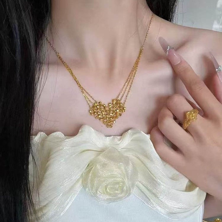 Bling-bling Disco Bead Heart Necklace