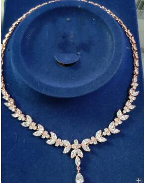 Elegant Long Horse-Eye Waterdrop Zircon Platinum Necklace