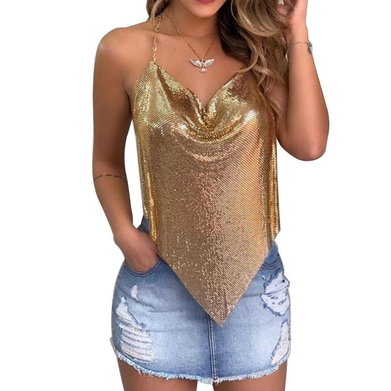 Sequins Backless Sleeveless Party tops Women's Camisole shirt