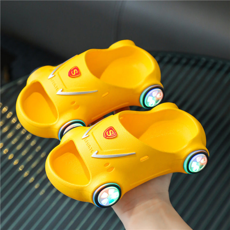 Kids Glowing Catoon Car Slippers Anti Slip Boys Girls Luminous Summer Beach Shoes Season Prestige