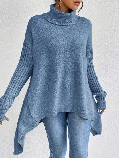 Women's Winter Loose Long Sleeve Knitted Turtleneck Sweater
