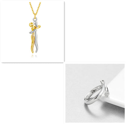 Love Hug Necklace Unisex Men Women Couple Jewelry Chain Valentines Day Gift