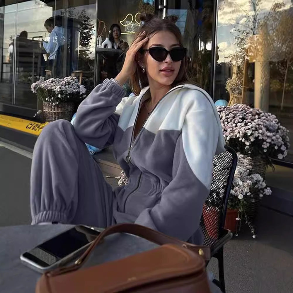 Sports Casual Contrast Color Jumpsuit For Women