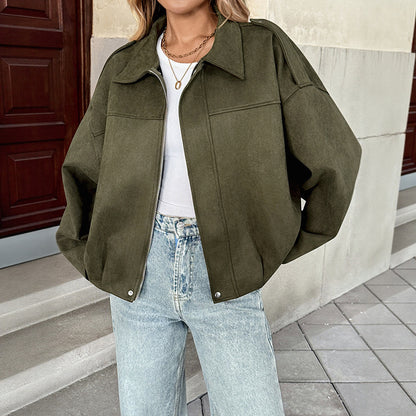 Baggy Casual Jacket Women's Top Zipper